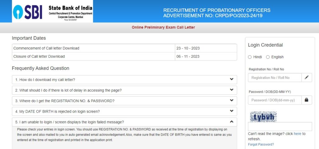 SBI PO Admit Card 2023 Download Link