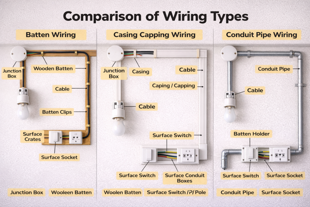 Comparison Chart of All Types Wiring